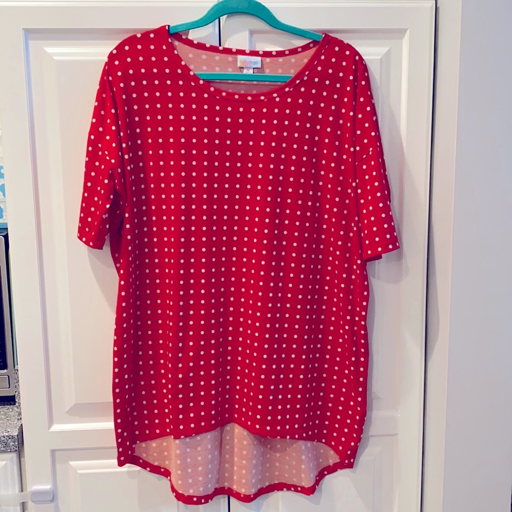 Lularoe red polka dot Irma - size medium